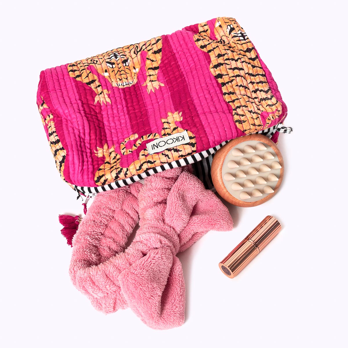 "Poppy Tiger Pink" cosmetic bag