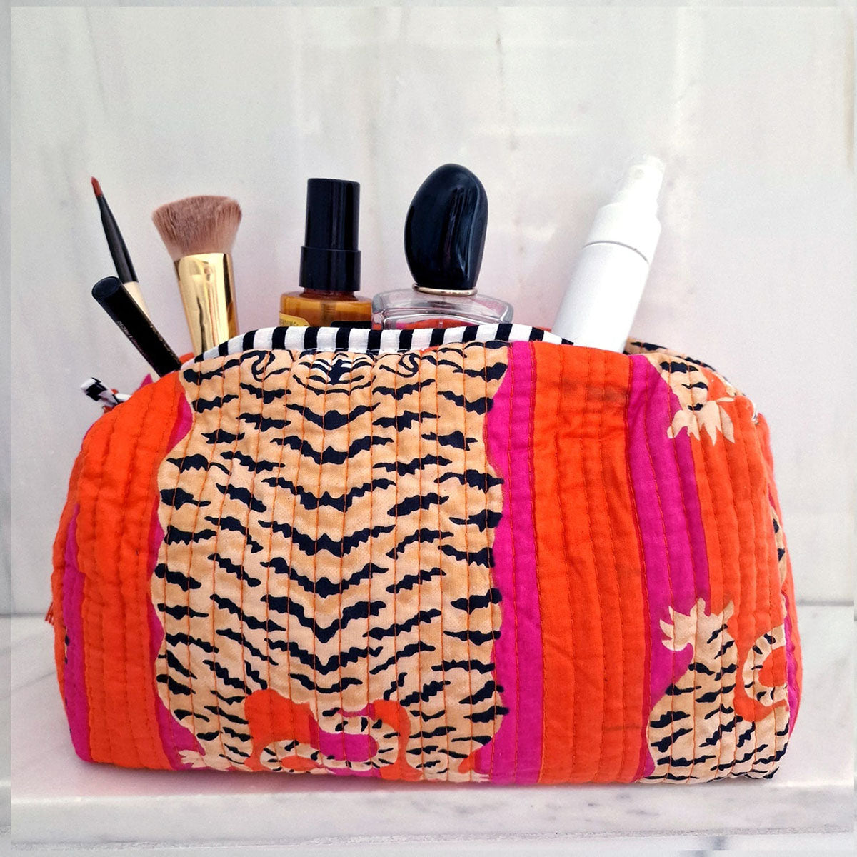 Handmade cosmetic bag "Poppy Tiger"