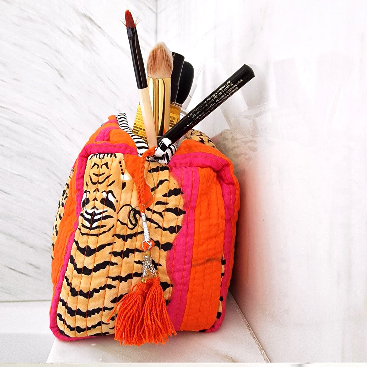 Handmade cosmetic bag "Poppy Tiger"