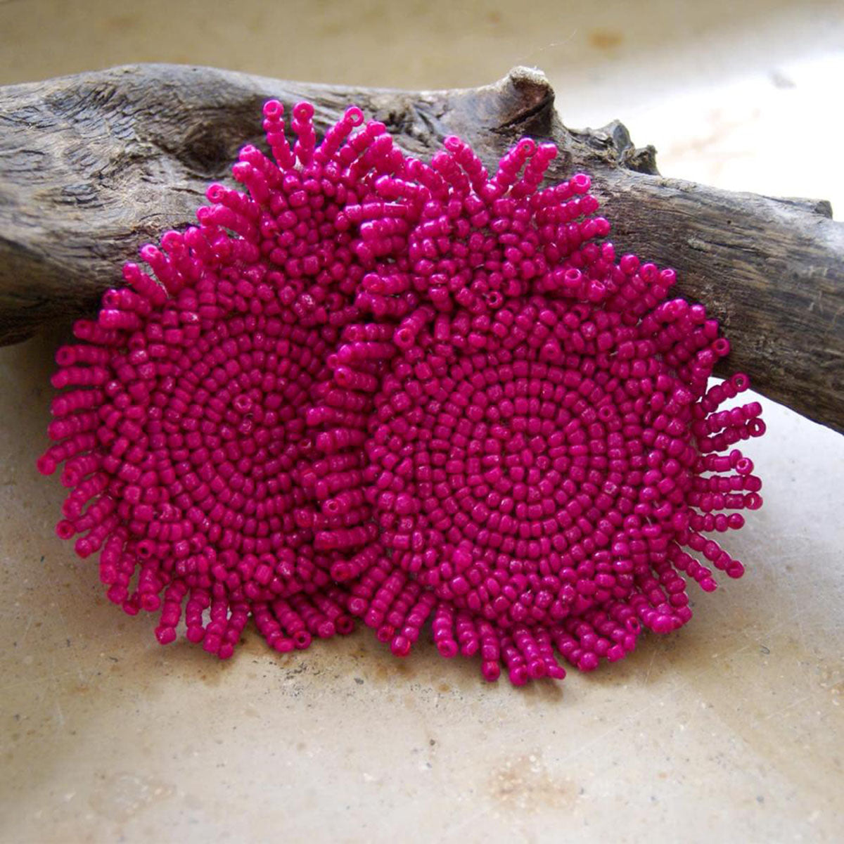 Handmade earrings "Big pink"