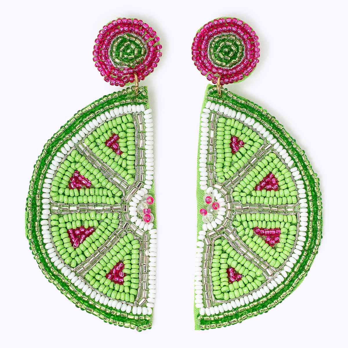 Beaded Earrings " Lime -Juice"