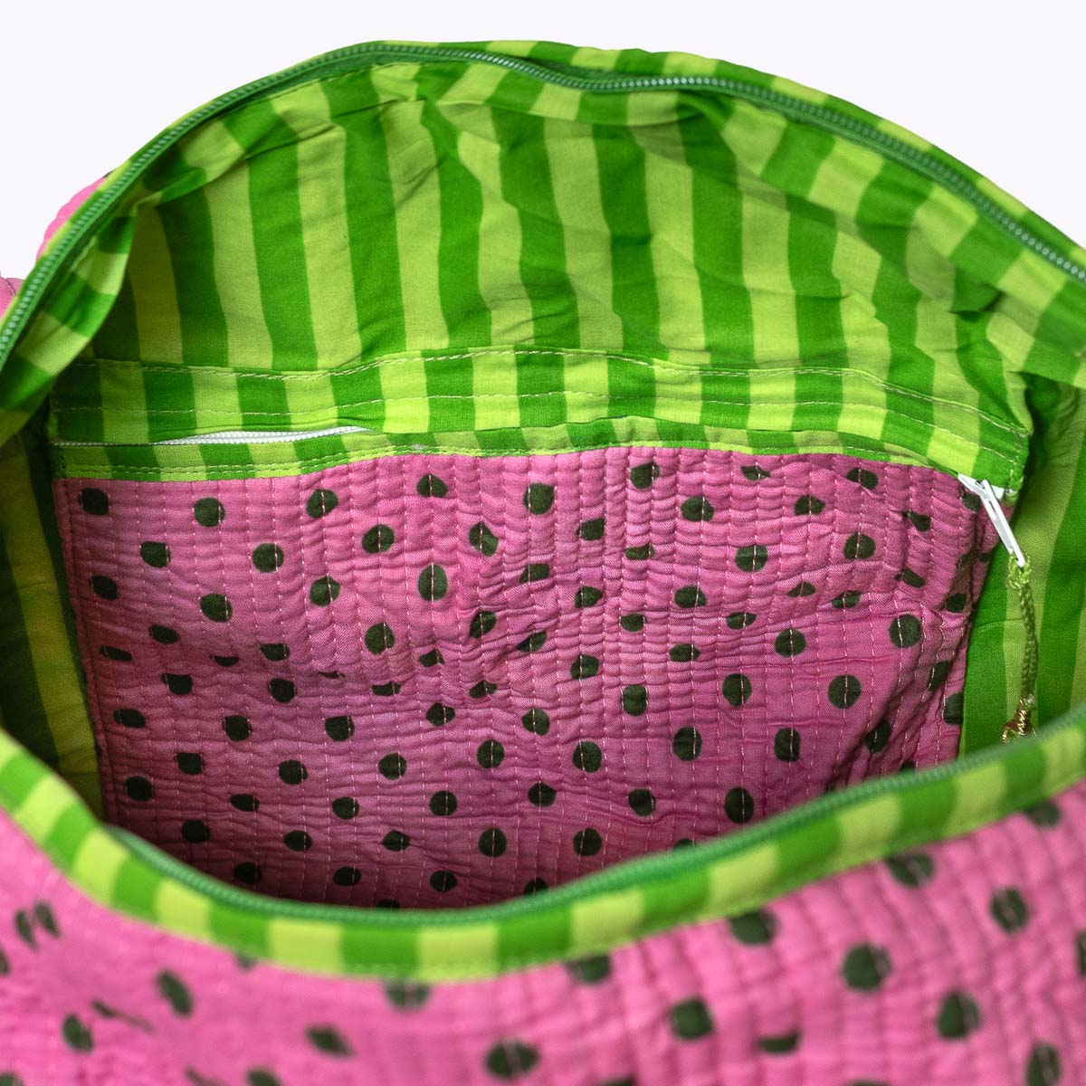 Baumwolltasche " Dizzy Dots - Lime"