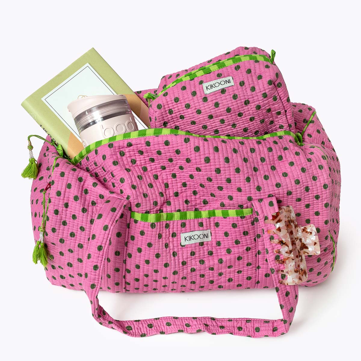 Baumwolltasche " Dizzy Dots - Lime"