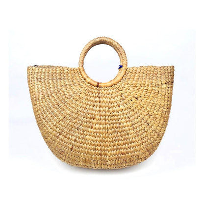 Large Boho basket bag "Sea-Blue"