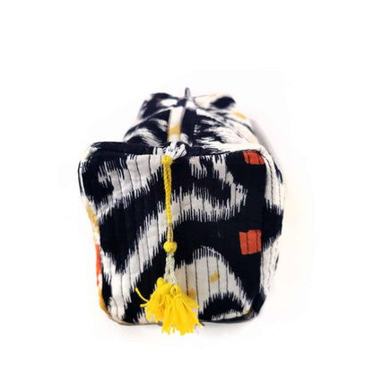 handmade cosmetic bag "BLACK IKAT"