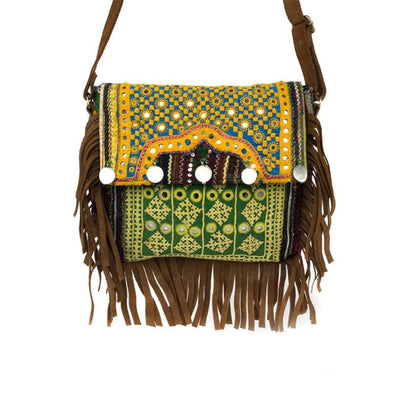 Handgefertigte Leder Fringe Tasche "Stars"