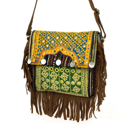 Handgefertigte Leder Fringe Tasche "Stars"