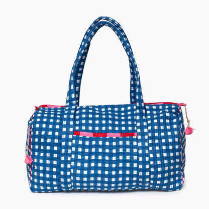 Baumwolltasche "Happy Checks" blau