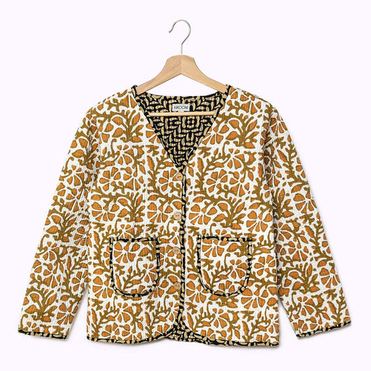 handgefertigte Baumwolljacke "Golden Leaf"