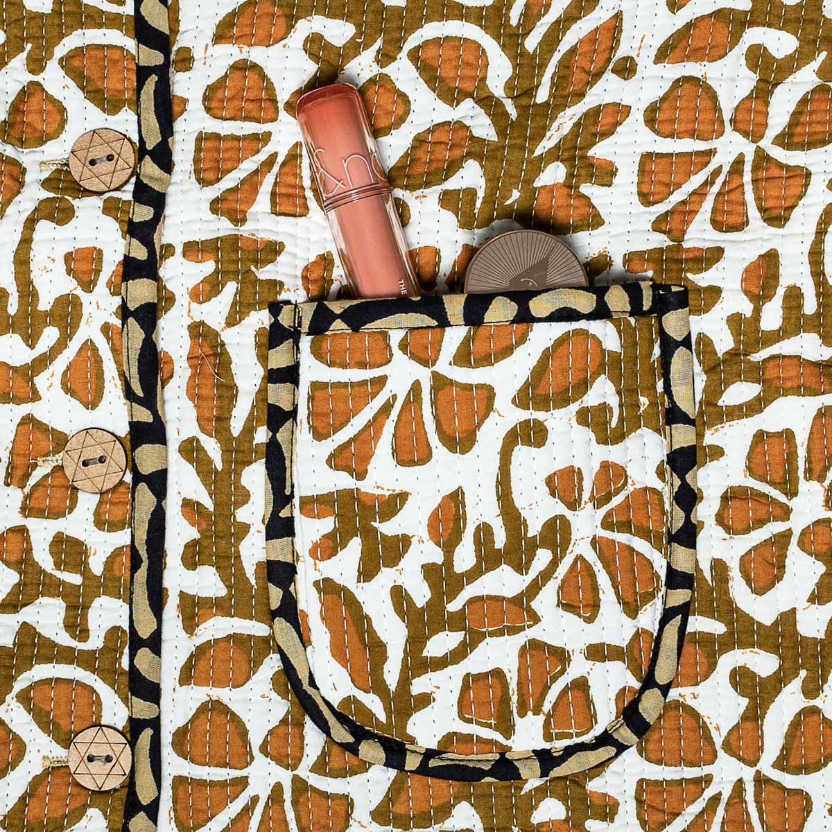 handgefertigte Baumwolljacke "Golden Leaf"