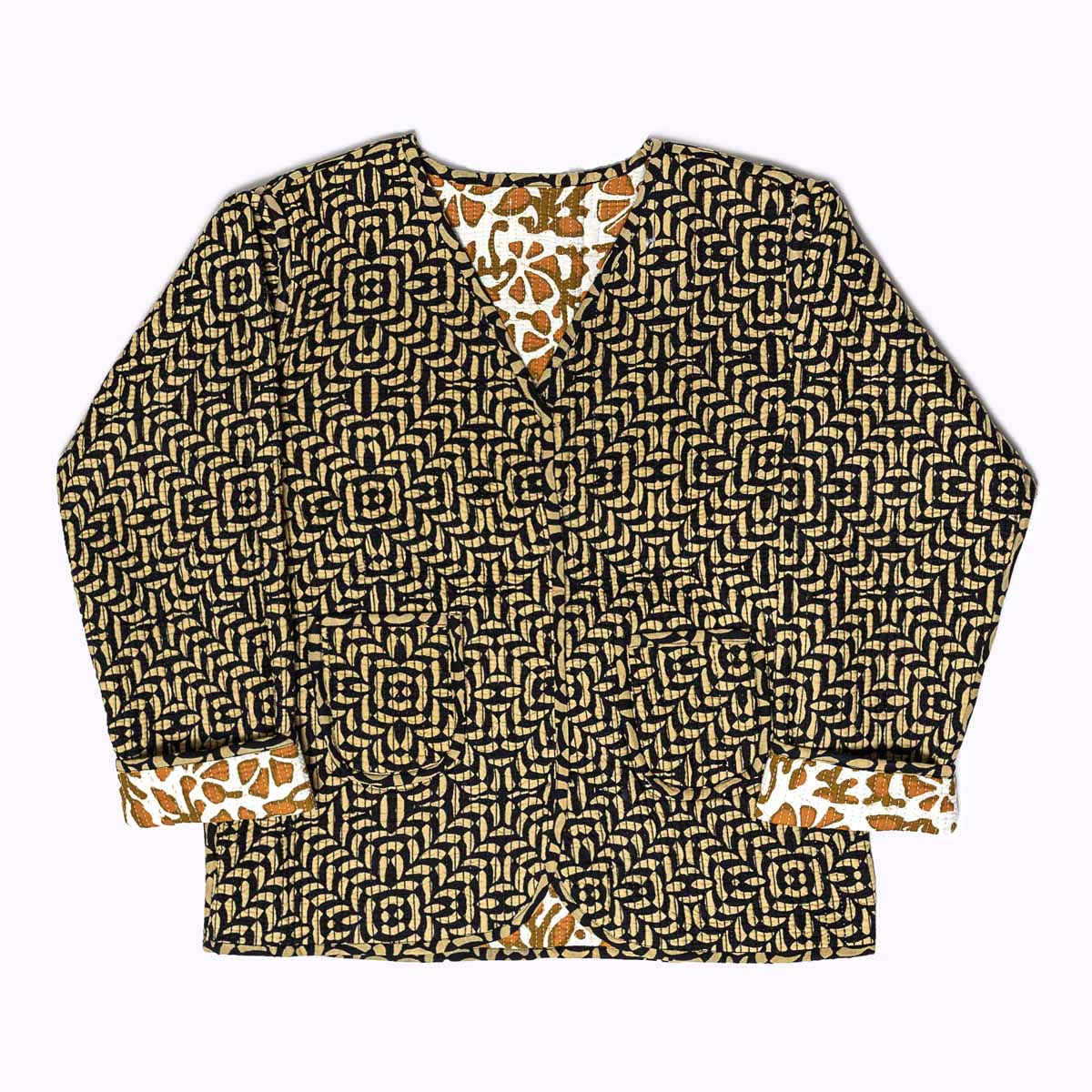 handgefertigte Baumwolljacke "Golden Leaf"