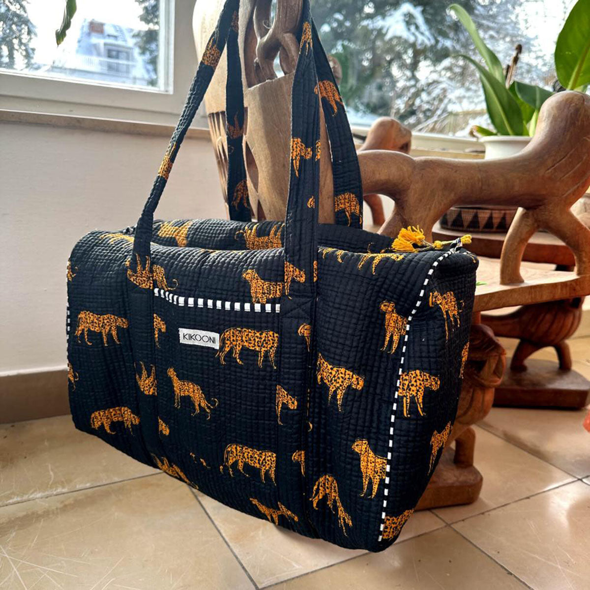 Handmade cotton bag "Black Leopard"