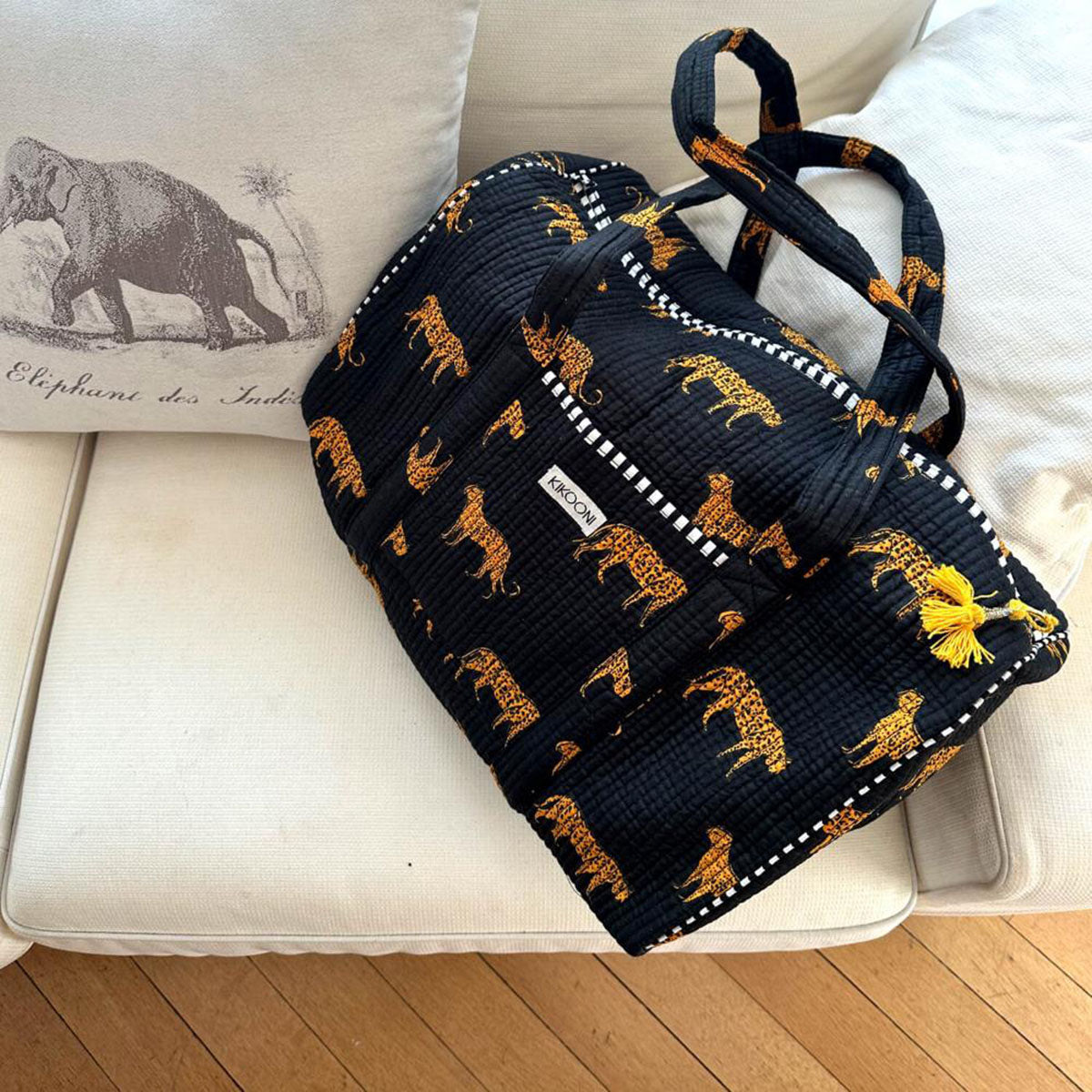 Handmade cotton bag "Black Leopard"