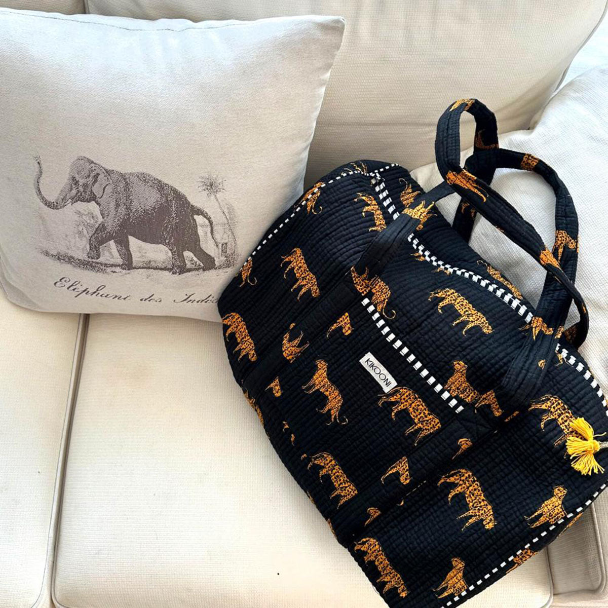 Handgemachte Baumwolltasche "Black Leopard"