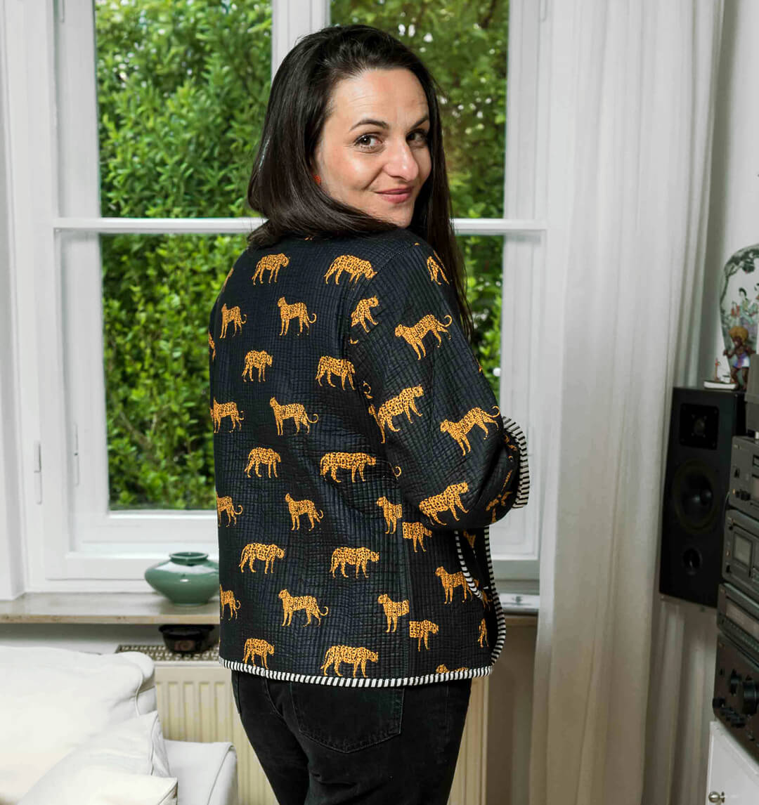 handgefertigte Baumwolljacke "black Leopard"