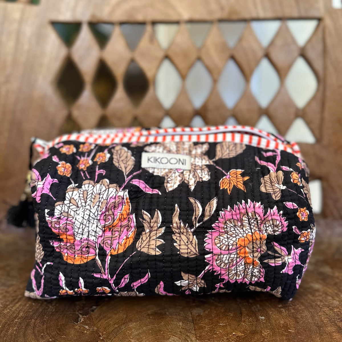"Black Flower" cosmetic bag