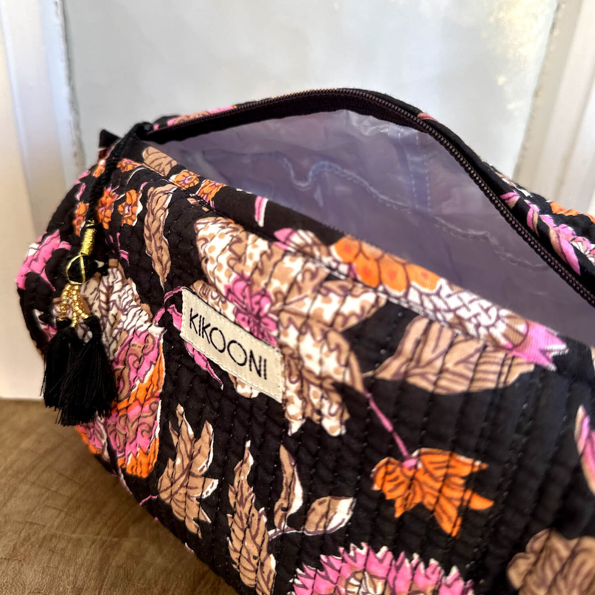 "Black Flower" cosmetic bag