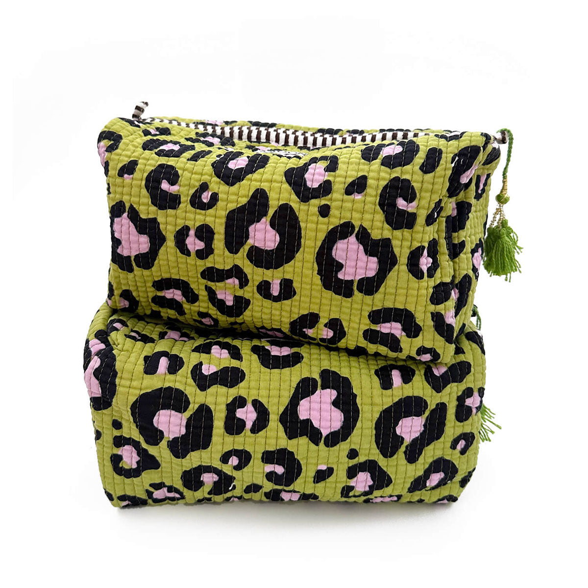 handmade cosmetic bag "Oh Leo Cosmic Green"