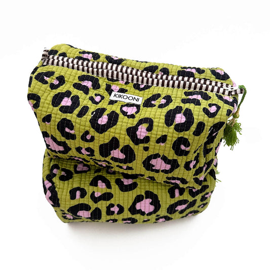 handmade cosmetic bag "Oh Leo Cosmic Green"