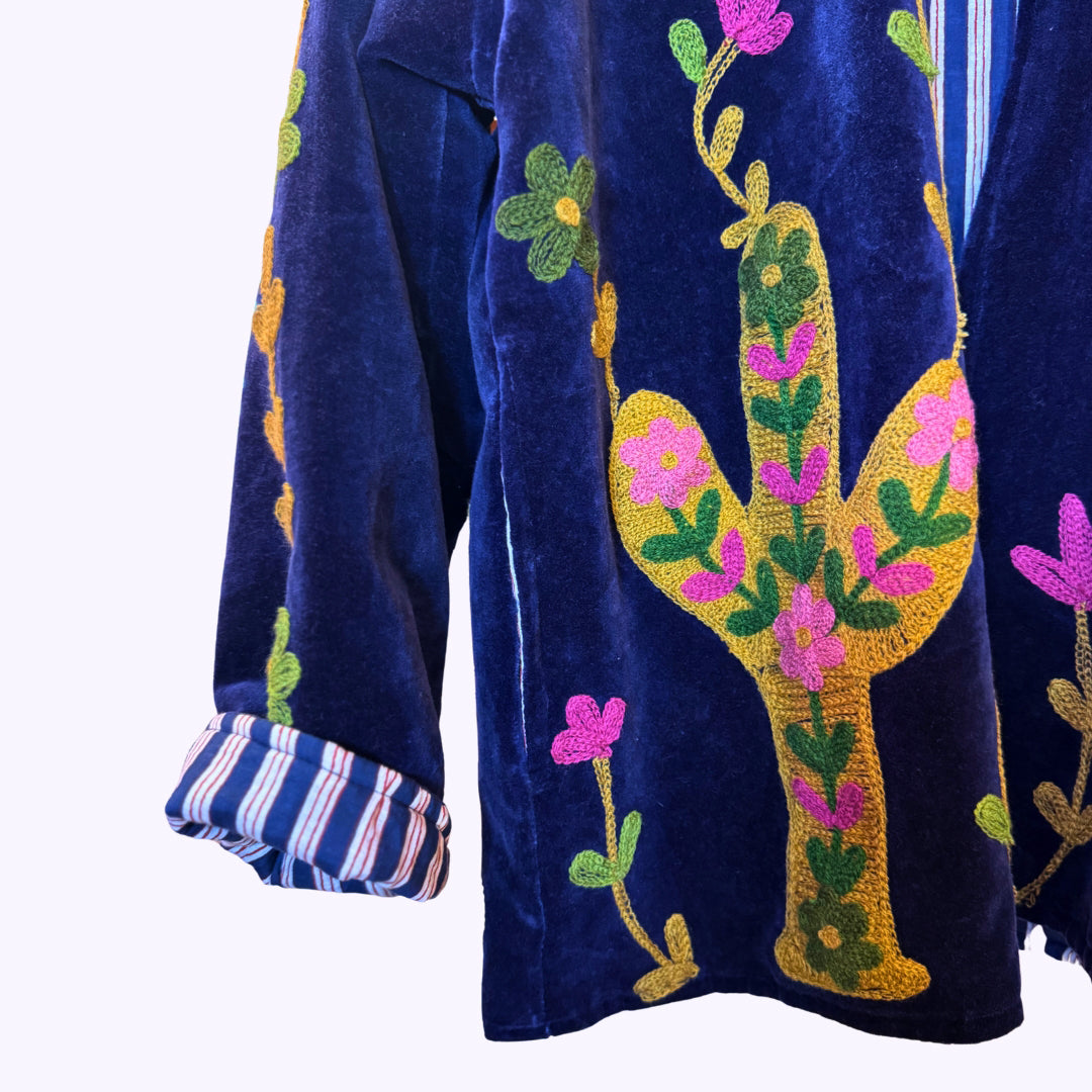 Velvet Jacke "my mexican escape" darkblue