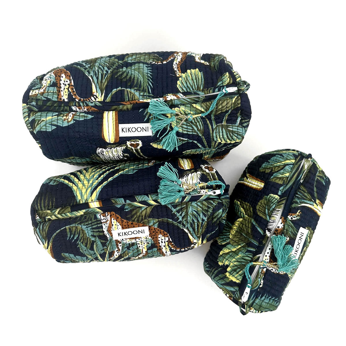 Handgemachte Kosmetiktasche SET of 3 "Jungle"