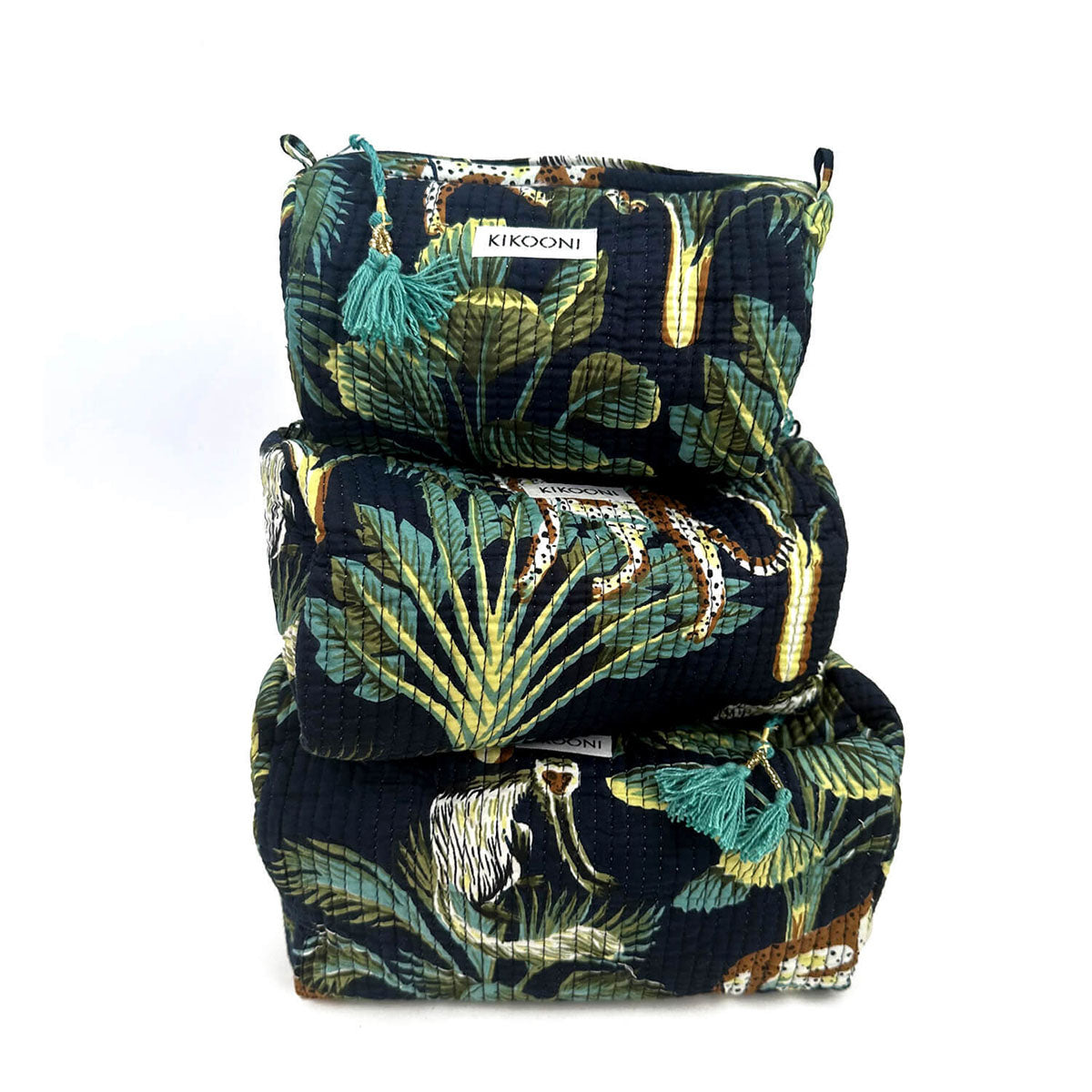 Handgemachte Kosmetiktasche SET of 3 "Jungle"