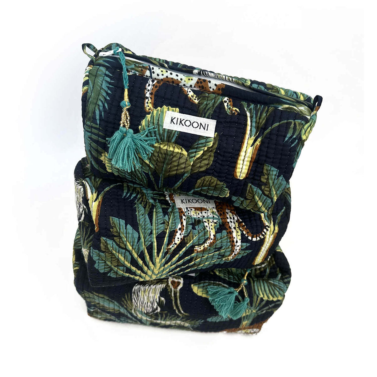 handmade cosmetic bag SET of 3 "Jungle"