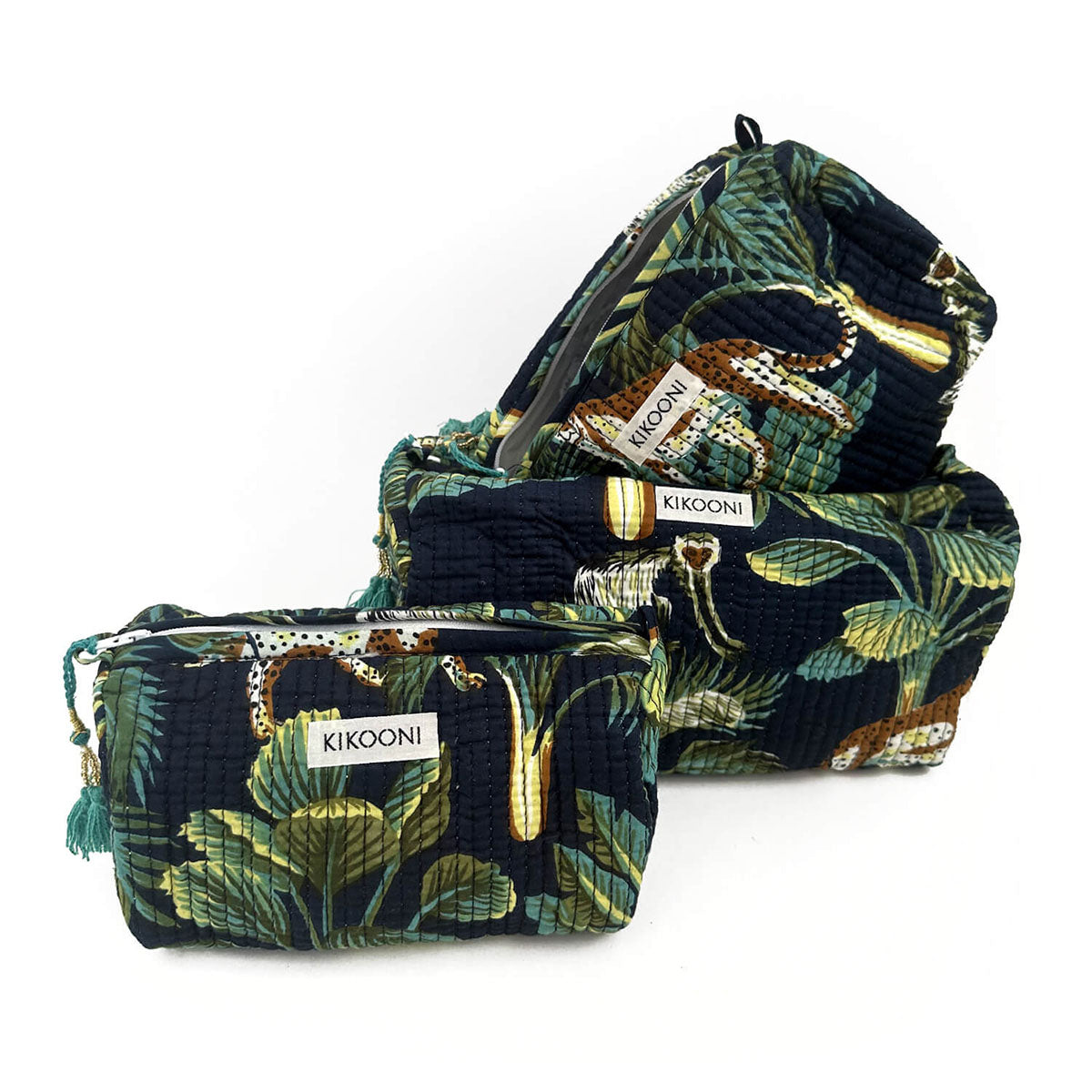 handmade cosmetic bag SET of 3 "Jungle"