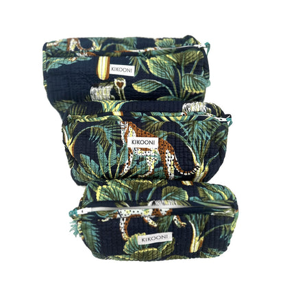 handmade cosmetic bag SET of 3 "Jungle"