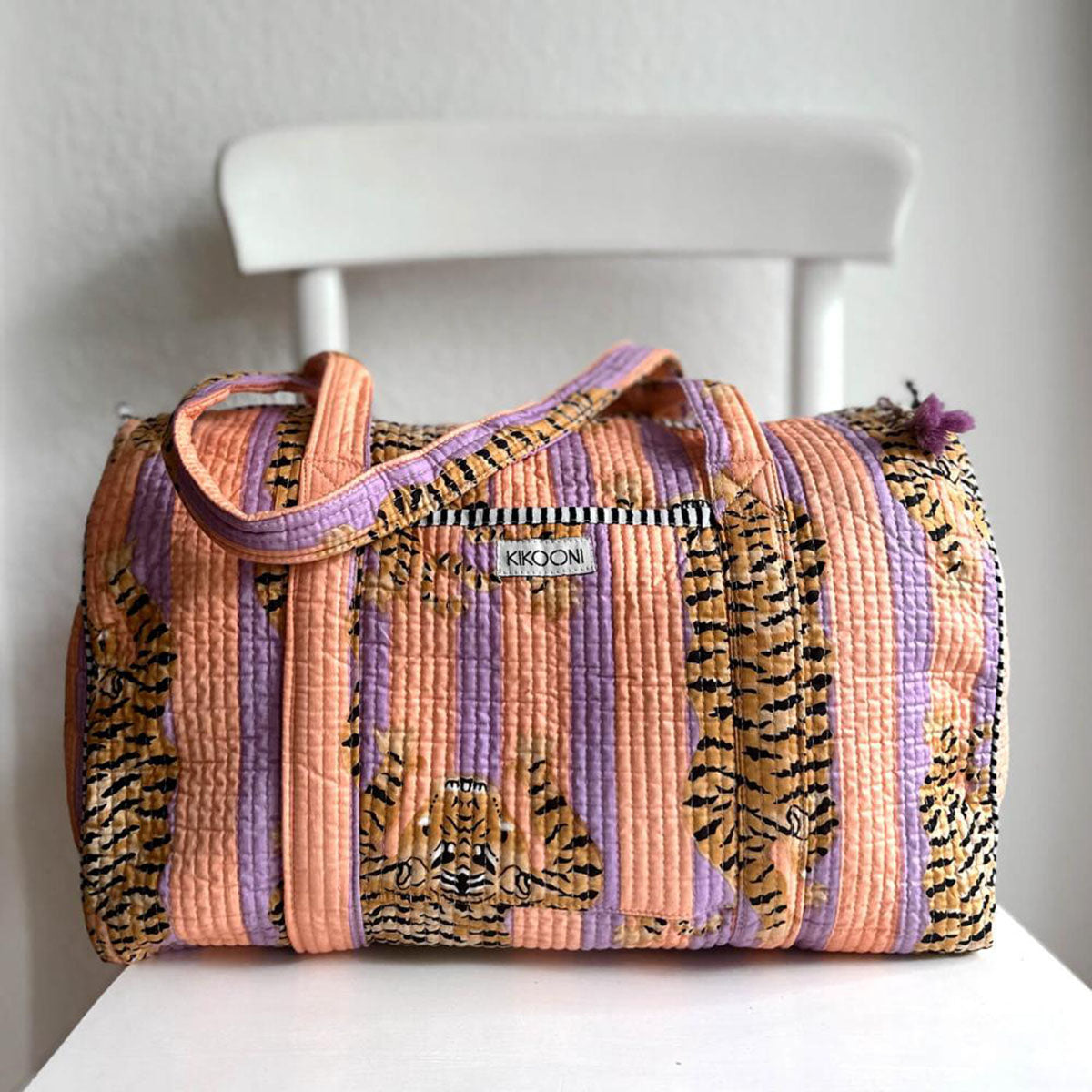 handmade cotton bag "Poppy Tiger - Peach Fusion"