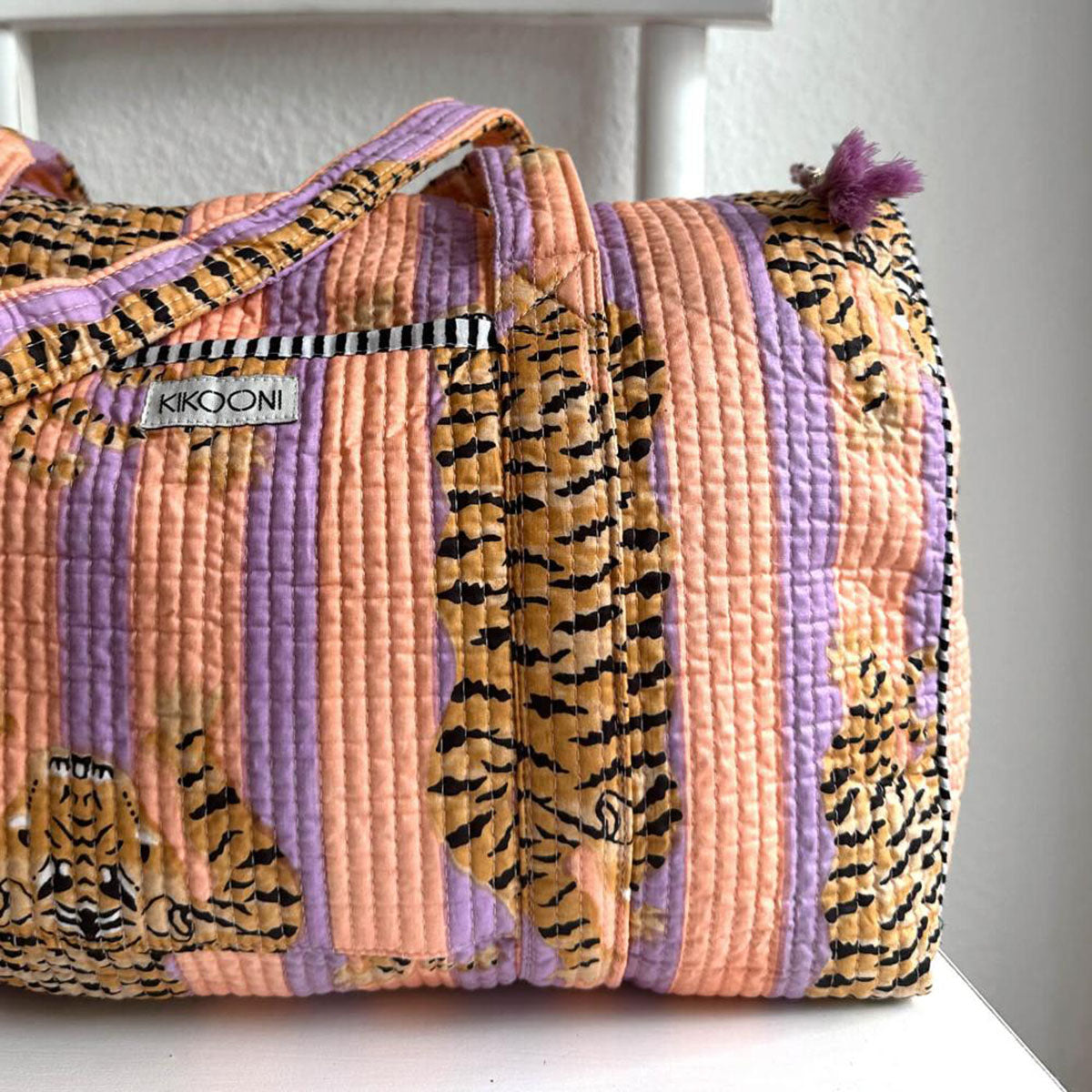 handmade cotton bag "Poppy Tiger - Peach Fusion"