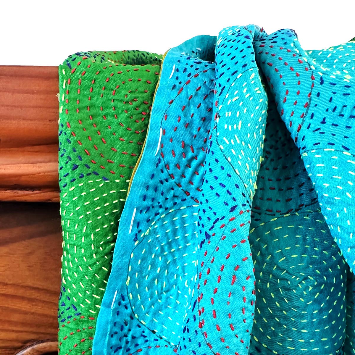 XL – Kantha Scarf "DEEP WATERS" 