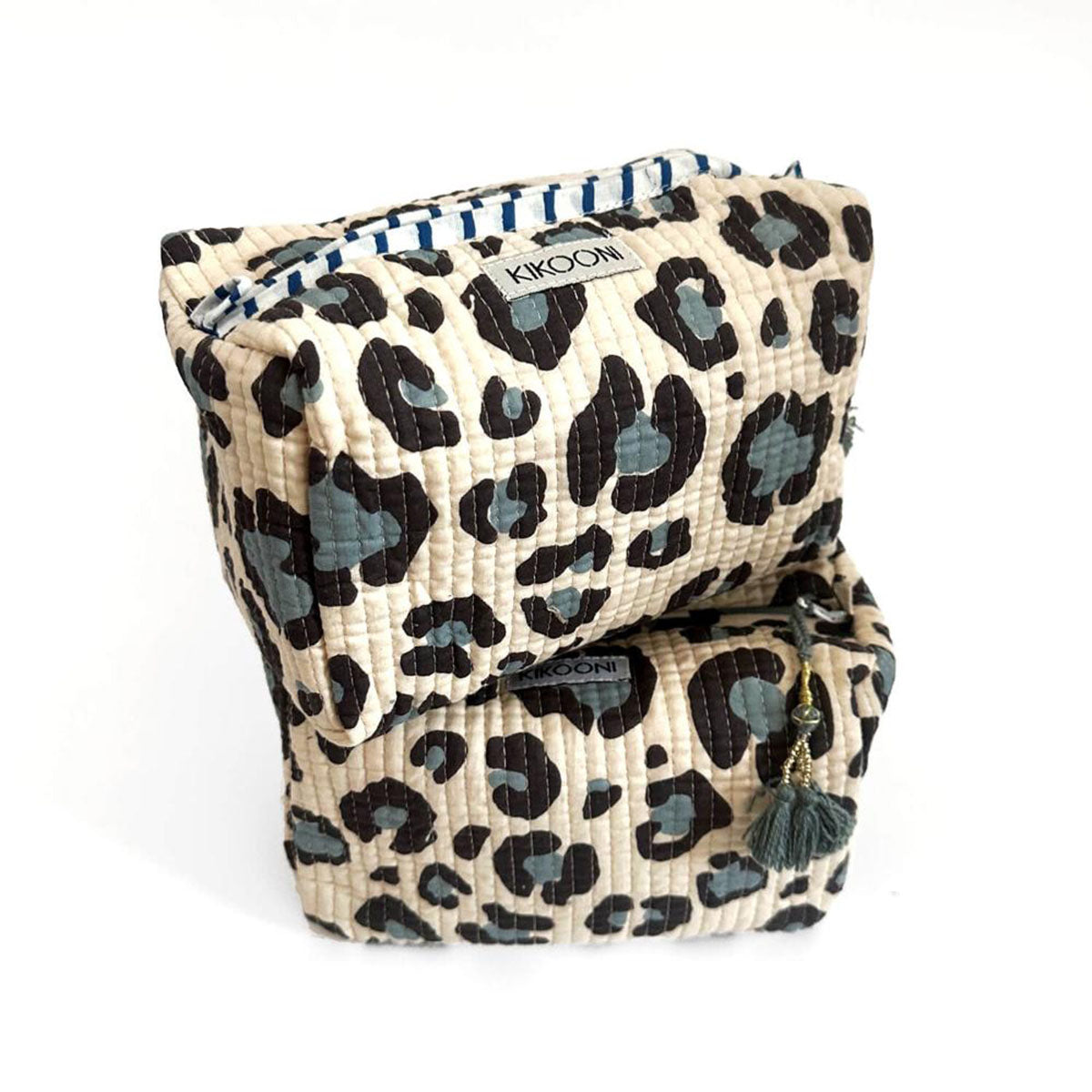 Handmade small cosmetic bag "blue Leo"