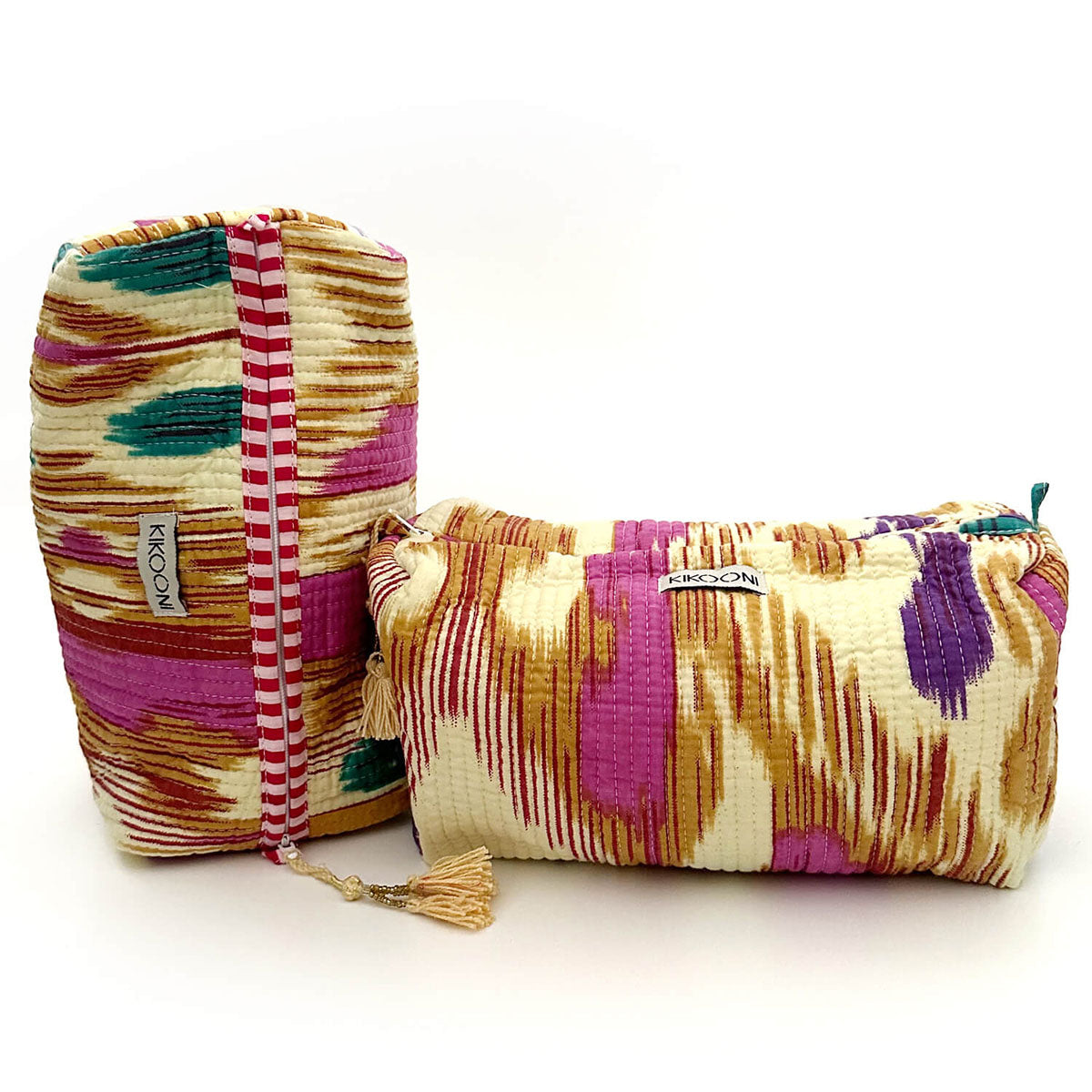 handgemachte Kosmetiktasche "Happy Ikat"