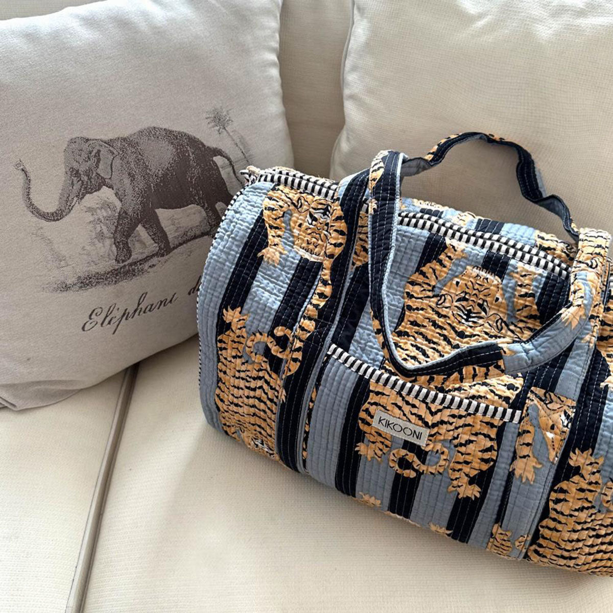Handgemachte Baumwolltasche  "Poppy Tiger Black"