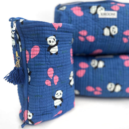 handmade cosmetic bag SET of 3 "Panda"