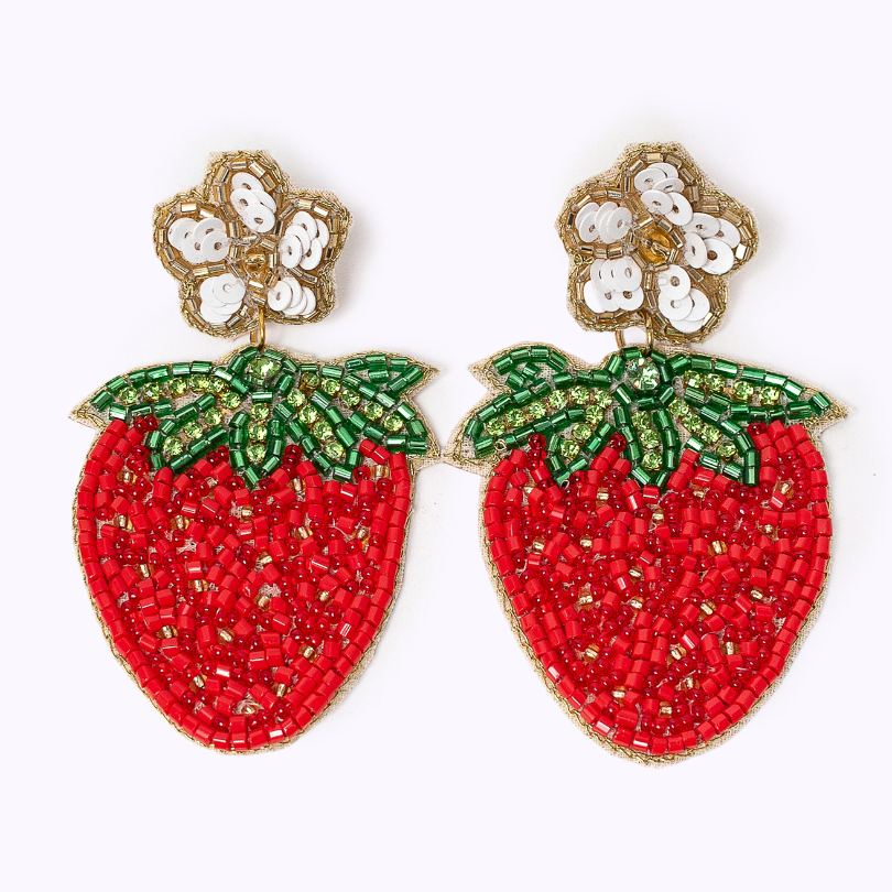 Beaded earrings "Strawberry Shake"