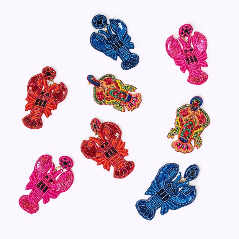 Beaded earrings "Lobster Love Pink"