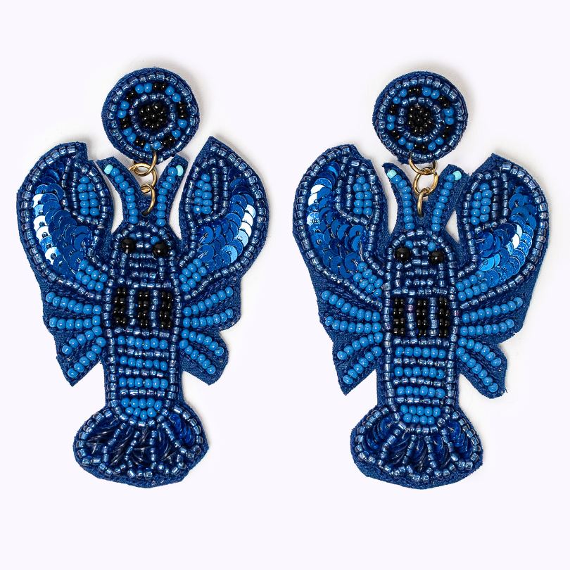 Beaded earrings "Lobster Love Blue"