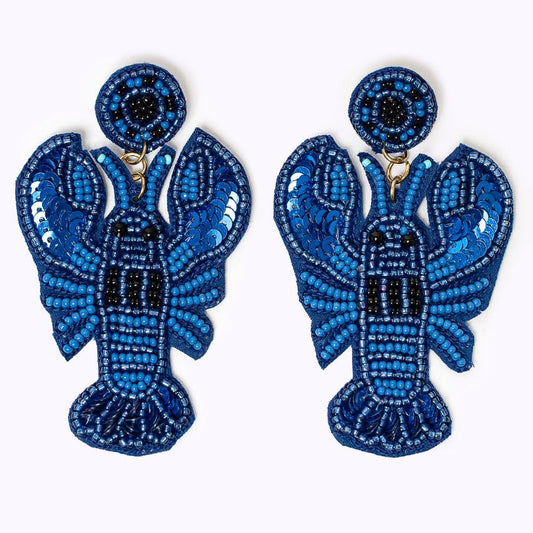 Beaded earrings "Lobster Love Blue"