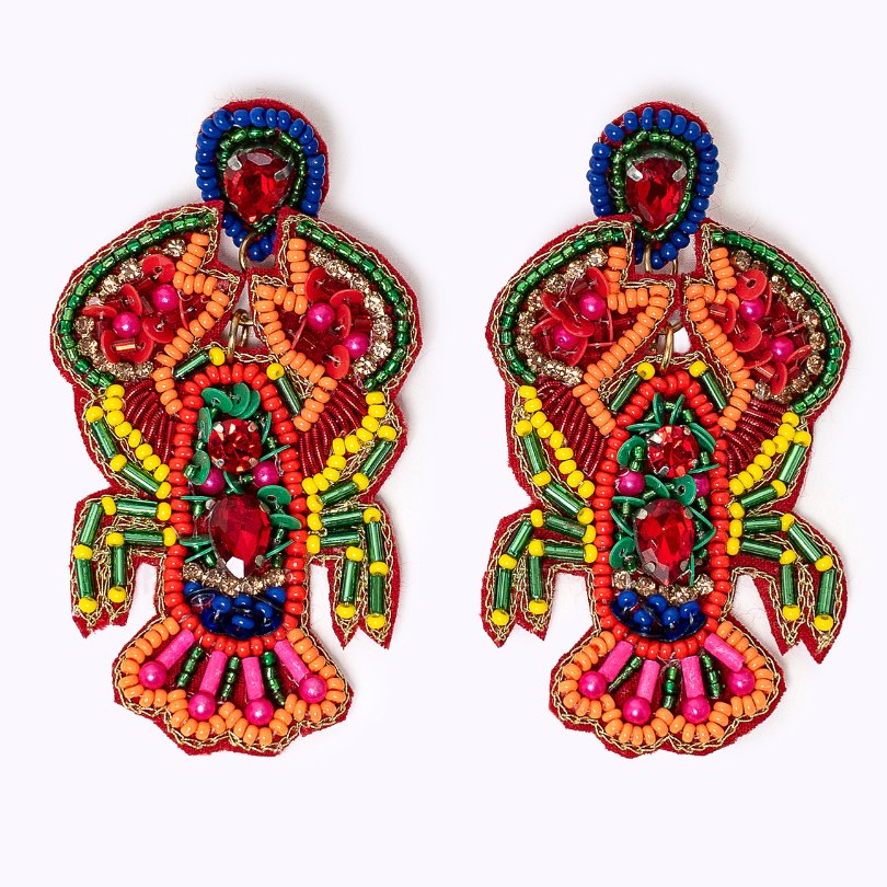 Beaded earrings "Funky Lobster"