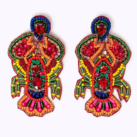 Beaded earrings "Funky Lobster"