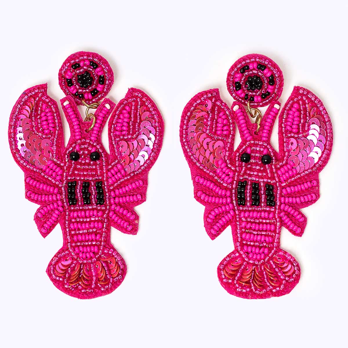 Beaded earrings "Lobster Love Pink"