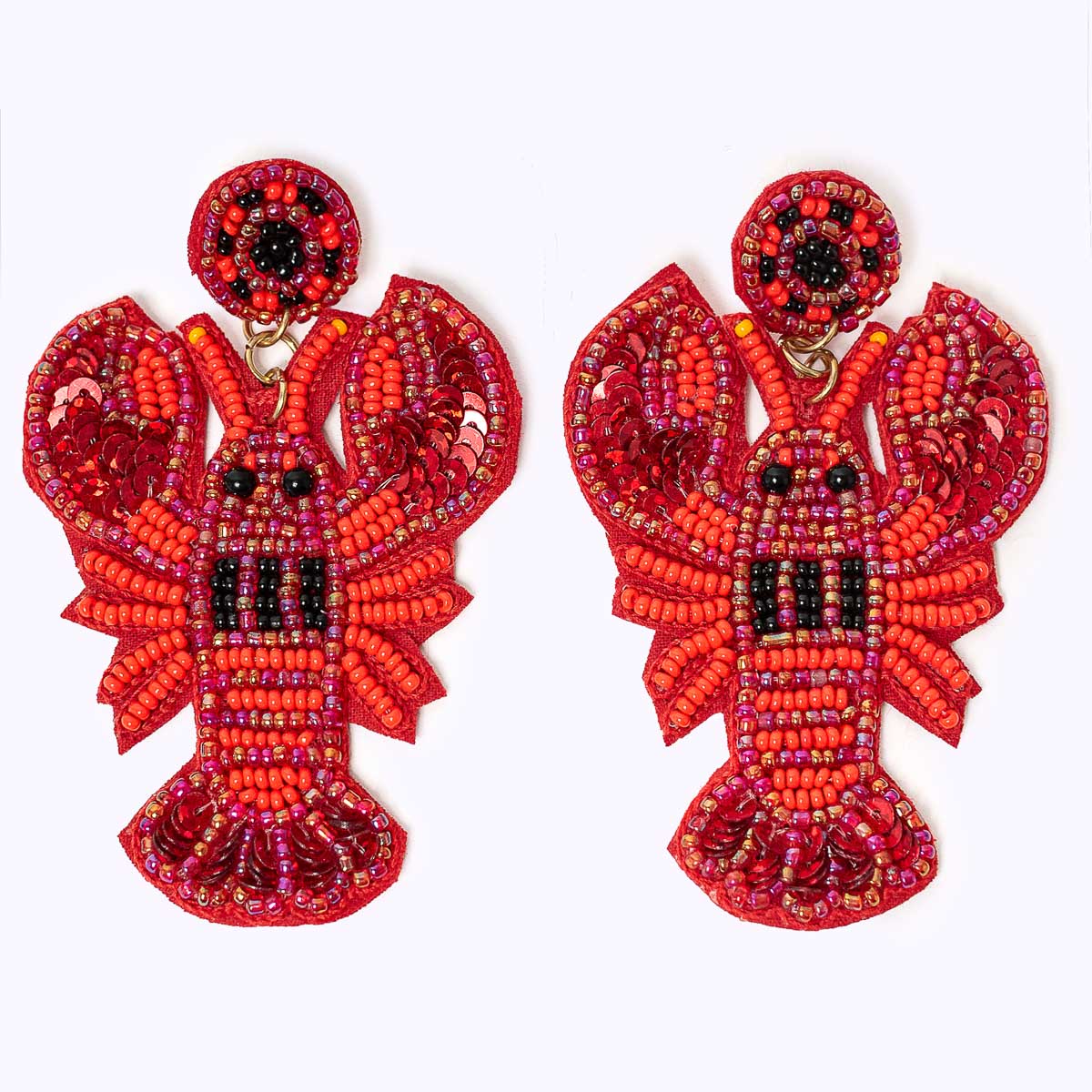 Beaded earrings "Lobster Love Red"