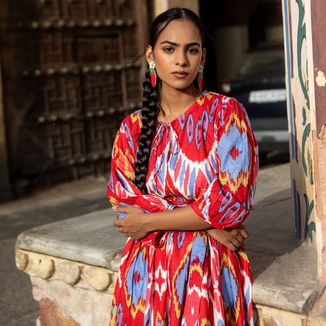 Muse Dress "Red Ikat"