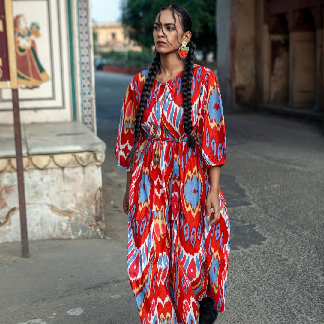 Muse Dress "Red Ikat"