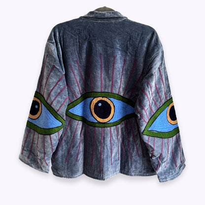 handgefertigte Velvet Jacke "My 3. Eye"  -  Water