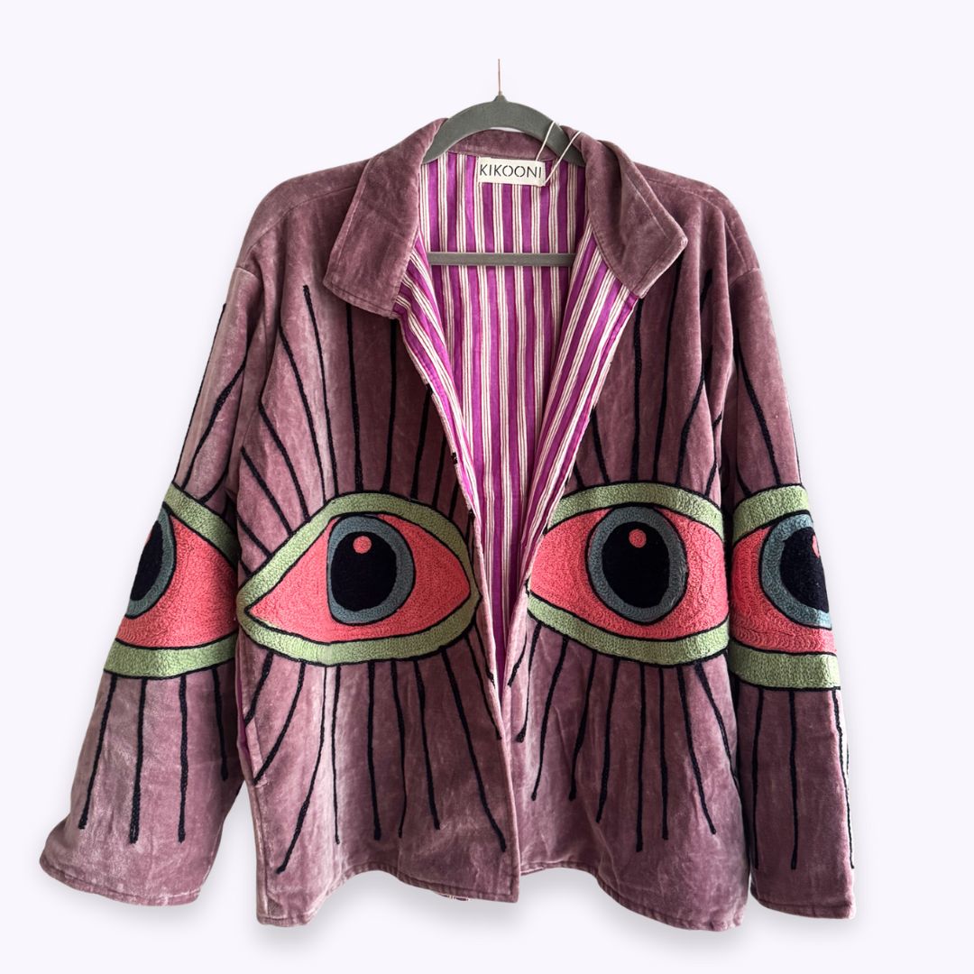 handgefertigte Velvet Jacke "My 3. Eye" -  rusty rose