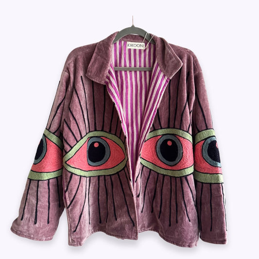 handgefertigte Velvet Jacke "My 3. Eye" -  rusty rose