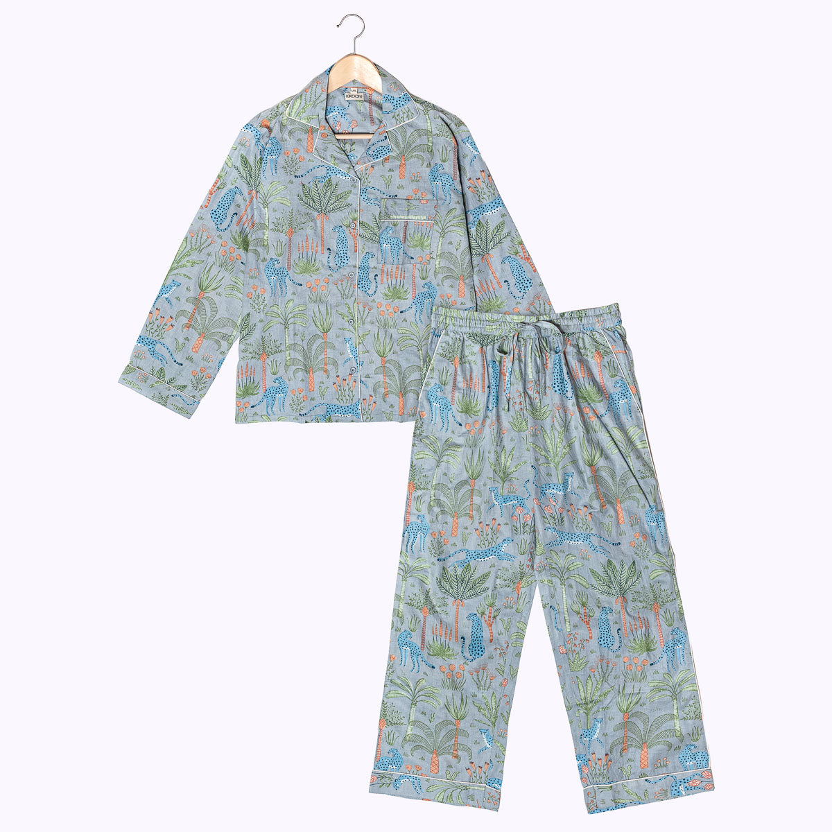 handbedruckter Baumwoll Pyjama "Safari Sky"